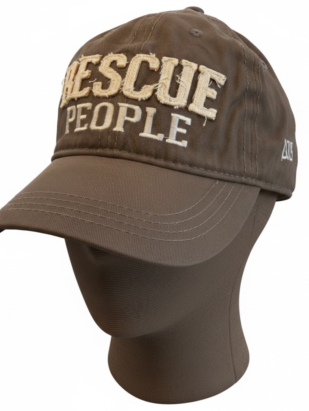Rescue People Embroidered Baseball Cap - gray with Cream Lettering Dog & Cat